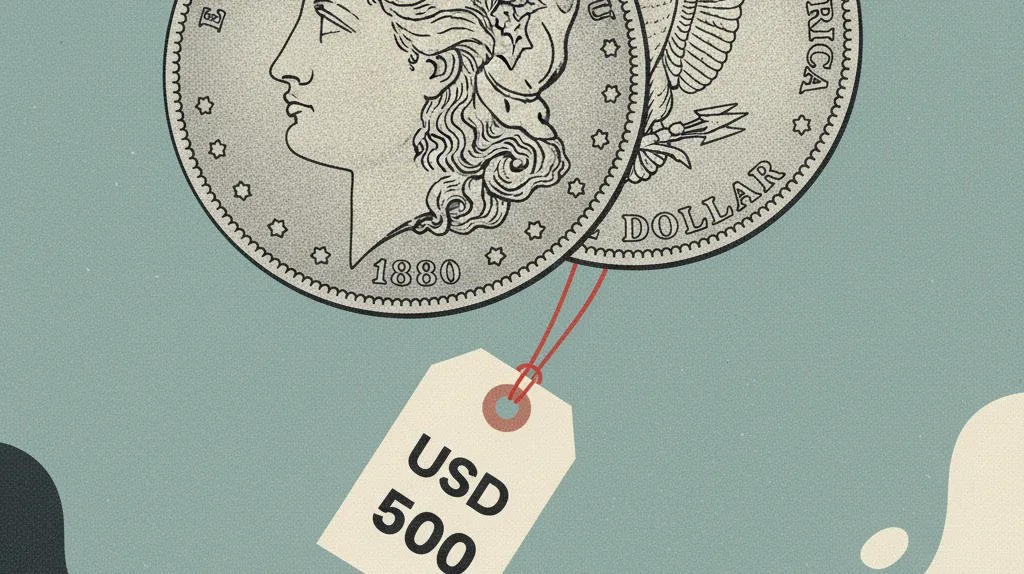 Morgan Dollar with price tag